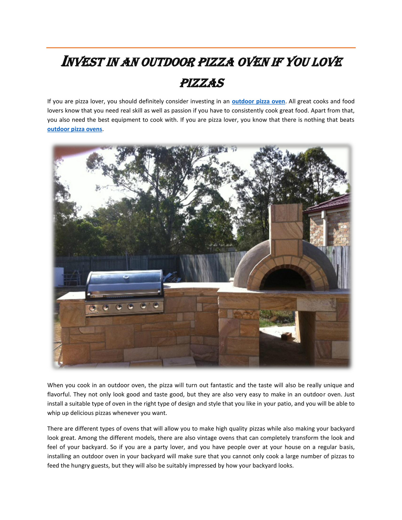 My publications Ooutdoor pizza ovens grillsnovens Page 1 Created