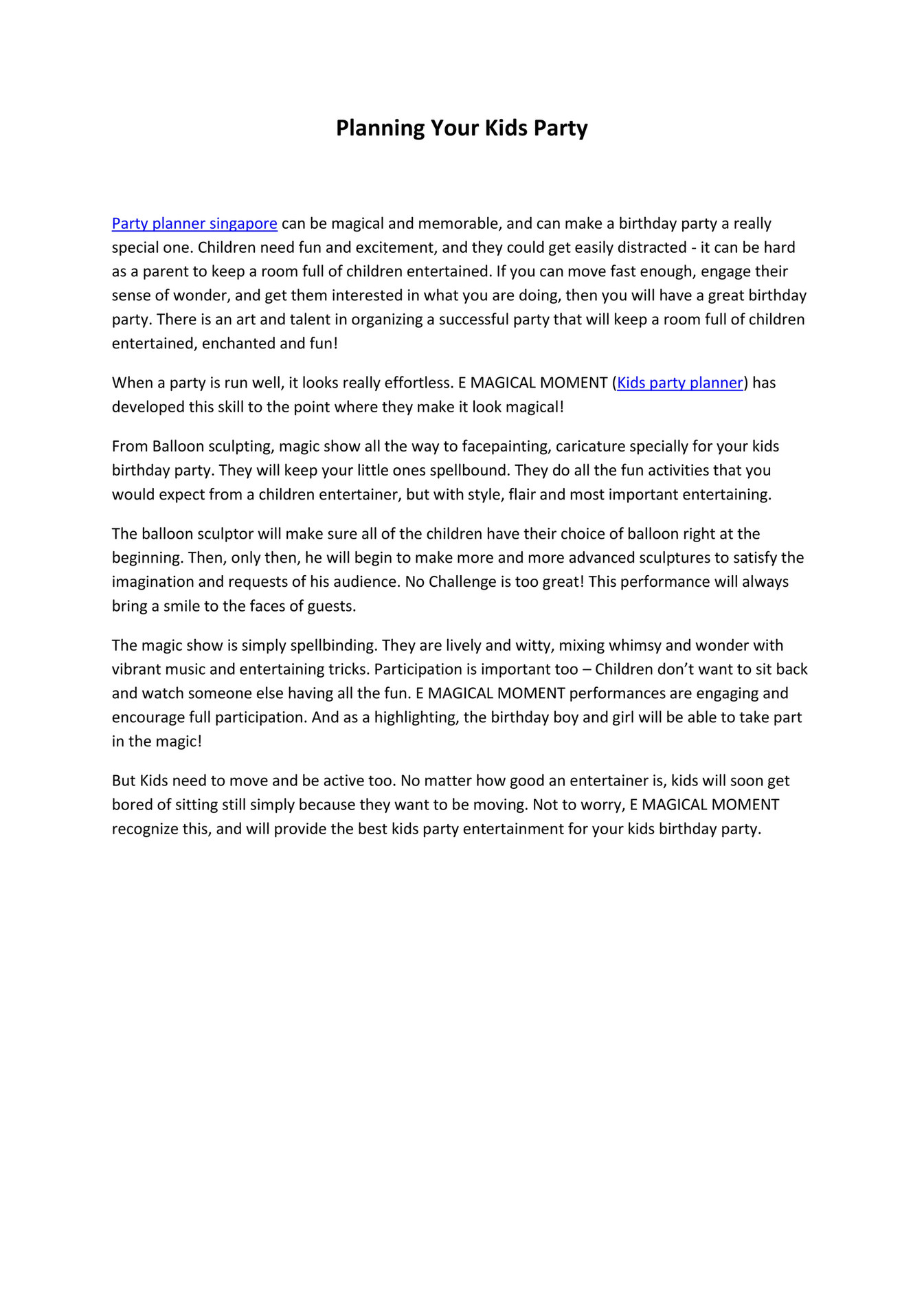 My publications Kids party planner Page 1 Created with