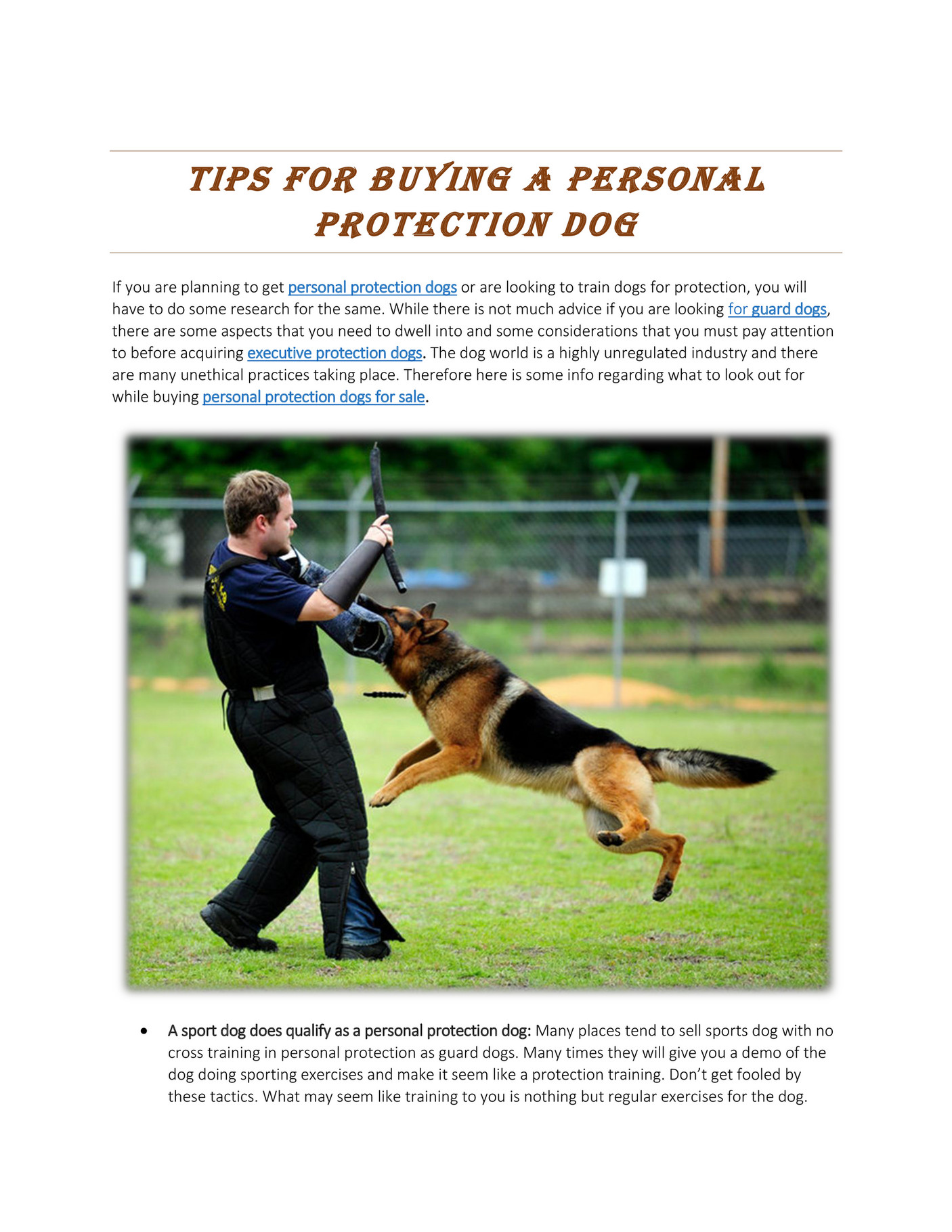 buying a guard dog