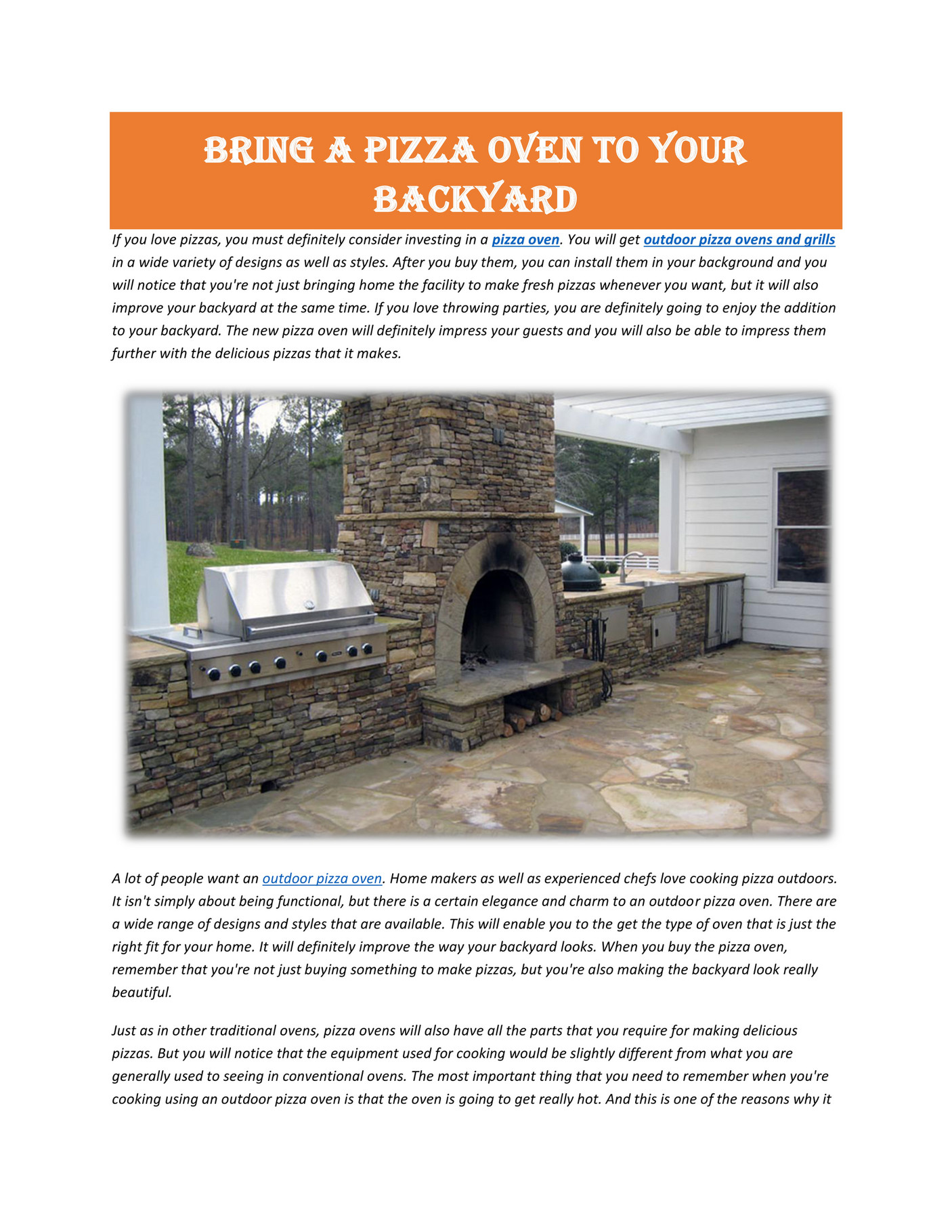 My publications Outdoor pizza ovens Page 1 Created with