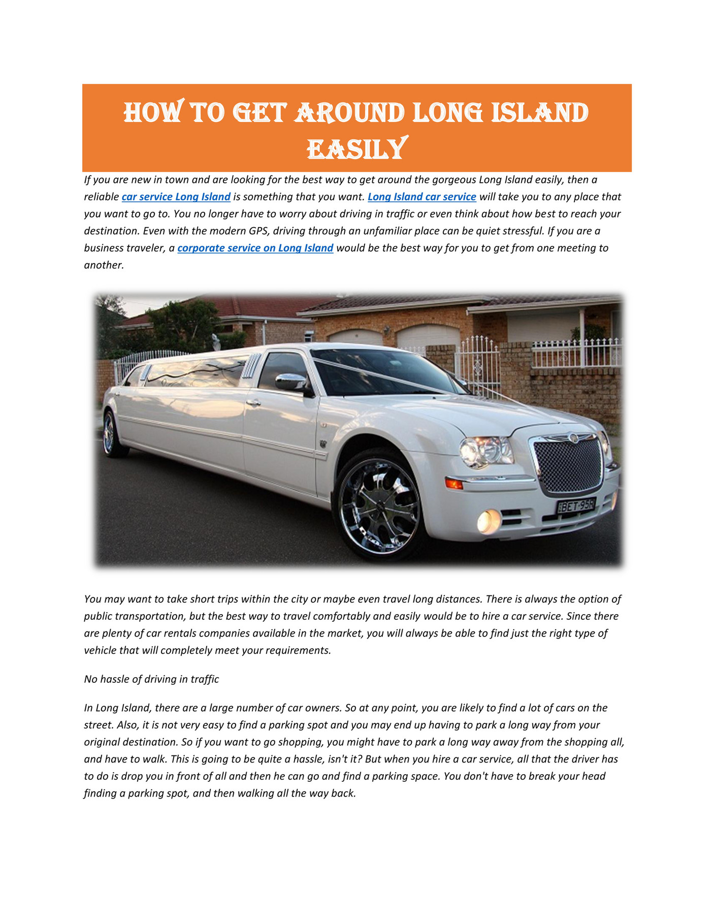 My publications Transtarlimo Car Service Long Island Page 1 Created with