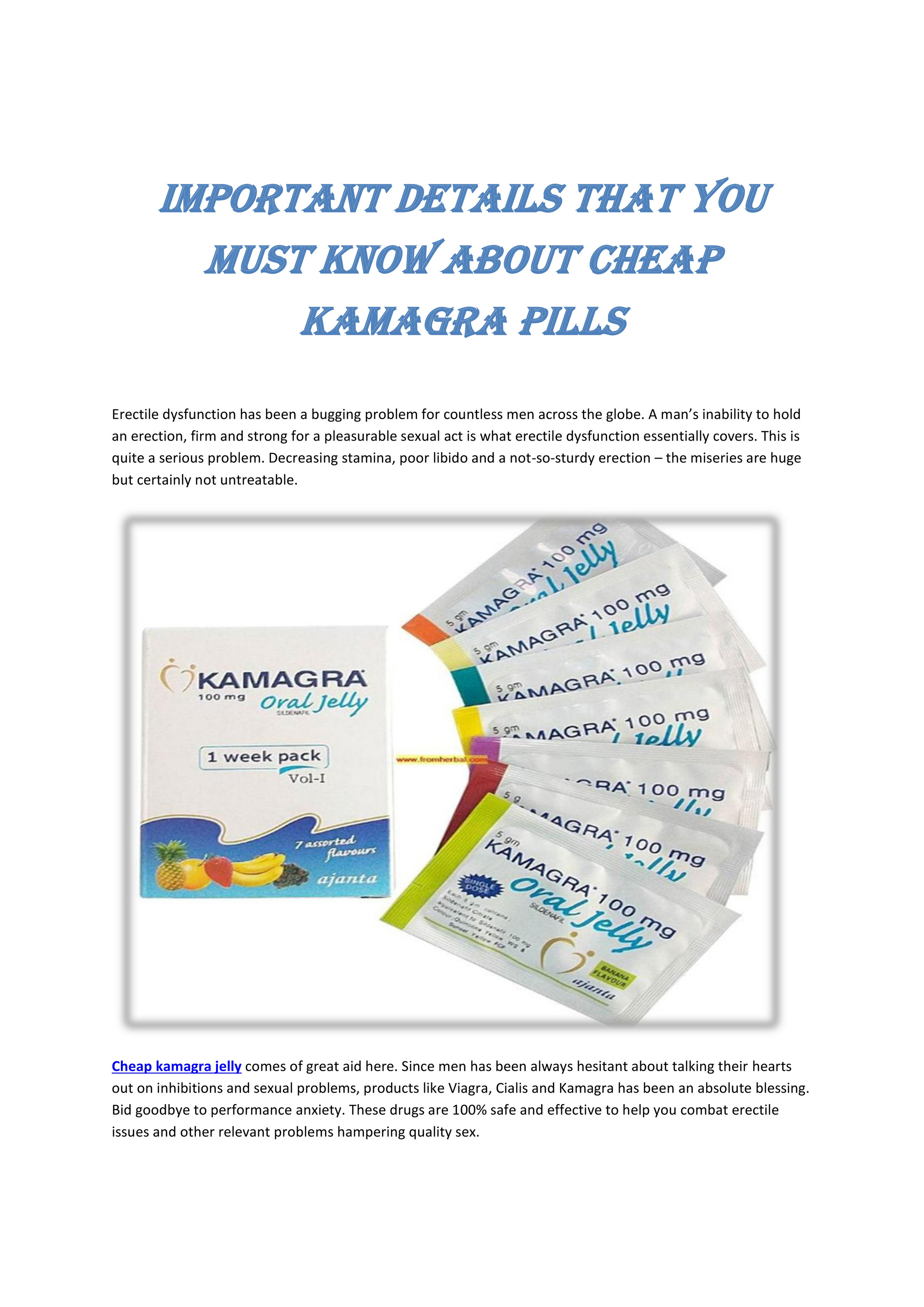 Kamagra Oral Jelly, for Erectile Dysfunction at Best Price in
