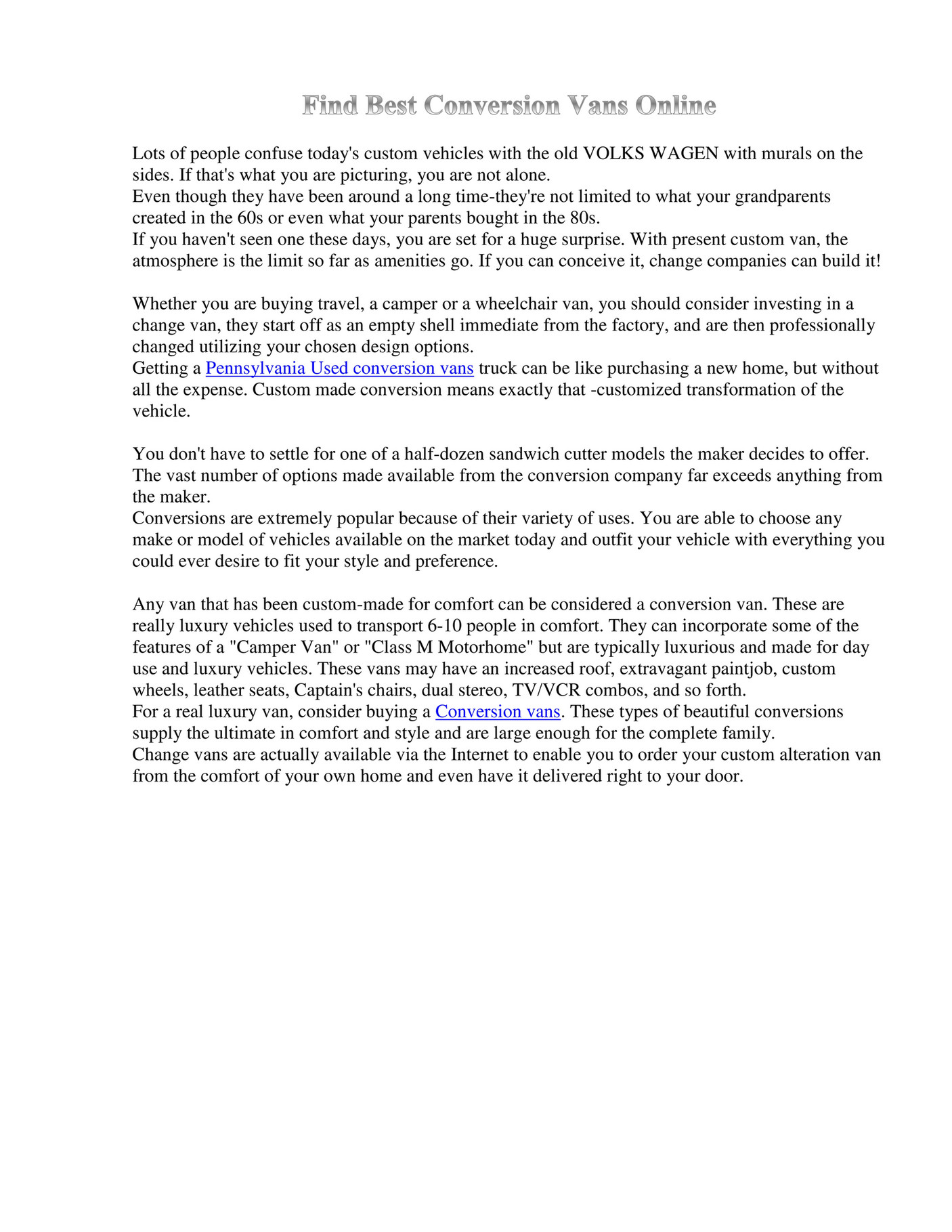 My publications Find Best Conversion Vans Online Page 1 Created