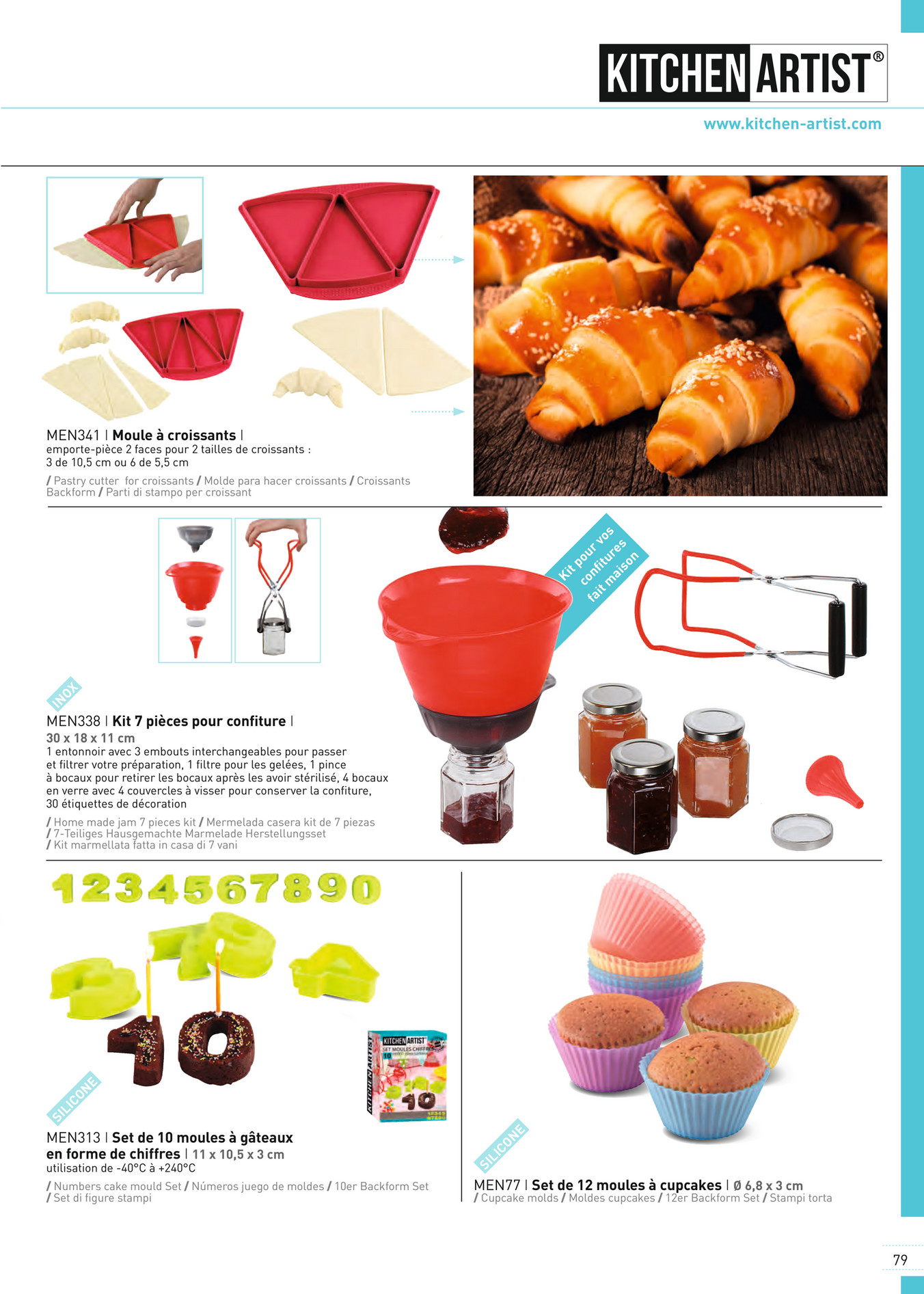 12 MOULES SILICONE à Cup Cake Kitchen Artist MEN77