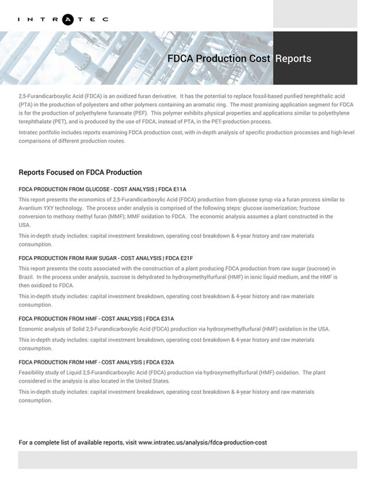 Intratec Solutions - Techno-Economic Assessment about FDCA - Page 1 ...