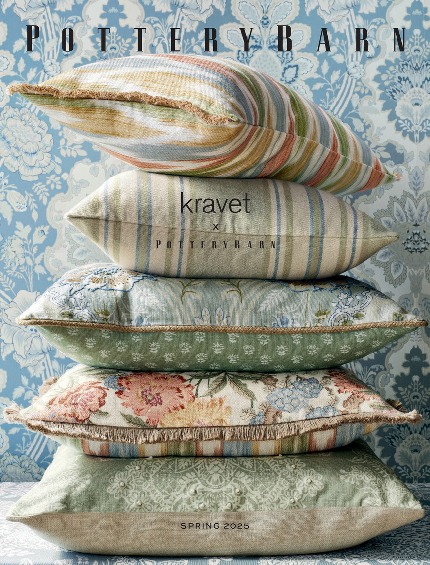 Pottery Barn - Spring 2025 - Kravet Ikat Fringe Lumbar Pillow