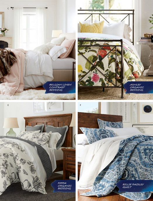 Pottery Barn Spring 2018 D1 Billie Paisley Quilt King Cal C D Ashley Organic Bedding Belgian Linen Contrast E F Pippa Billie Paisley