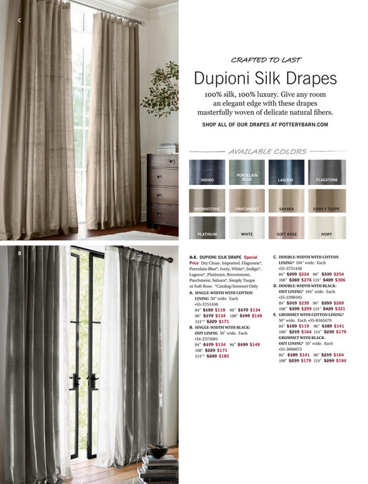 Pottery Barn Summer 2017 D1 Dupioni Silk Pole Pocket Drape 50 X C Crafted To Last Dupioni Silk D 100 Luxury