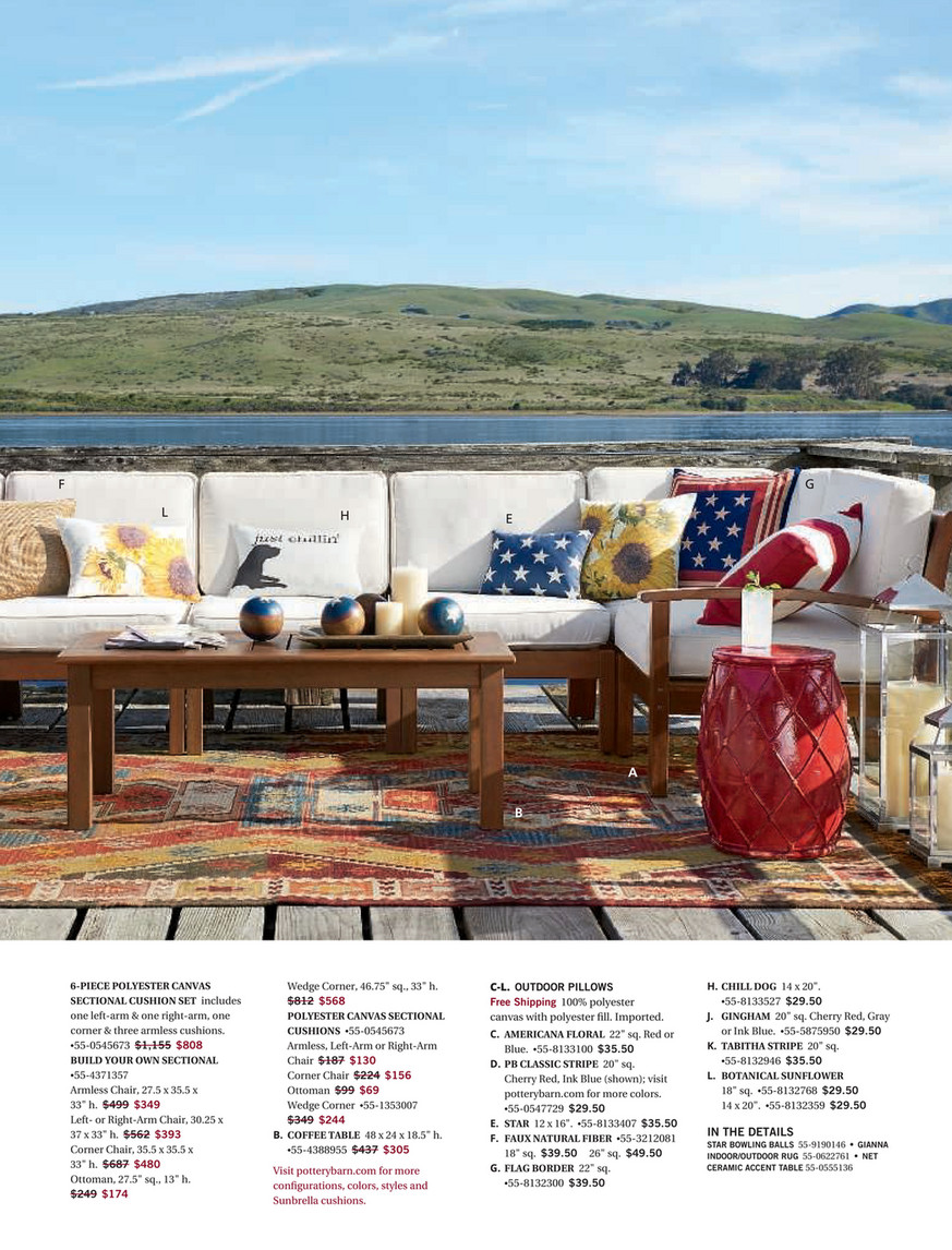outdoor 6 piece sectional red on Pottery Barn Summer 2017 D3 Page 4 5