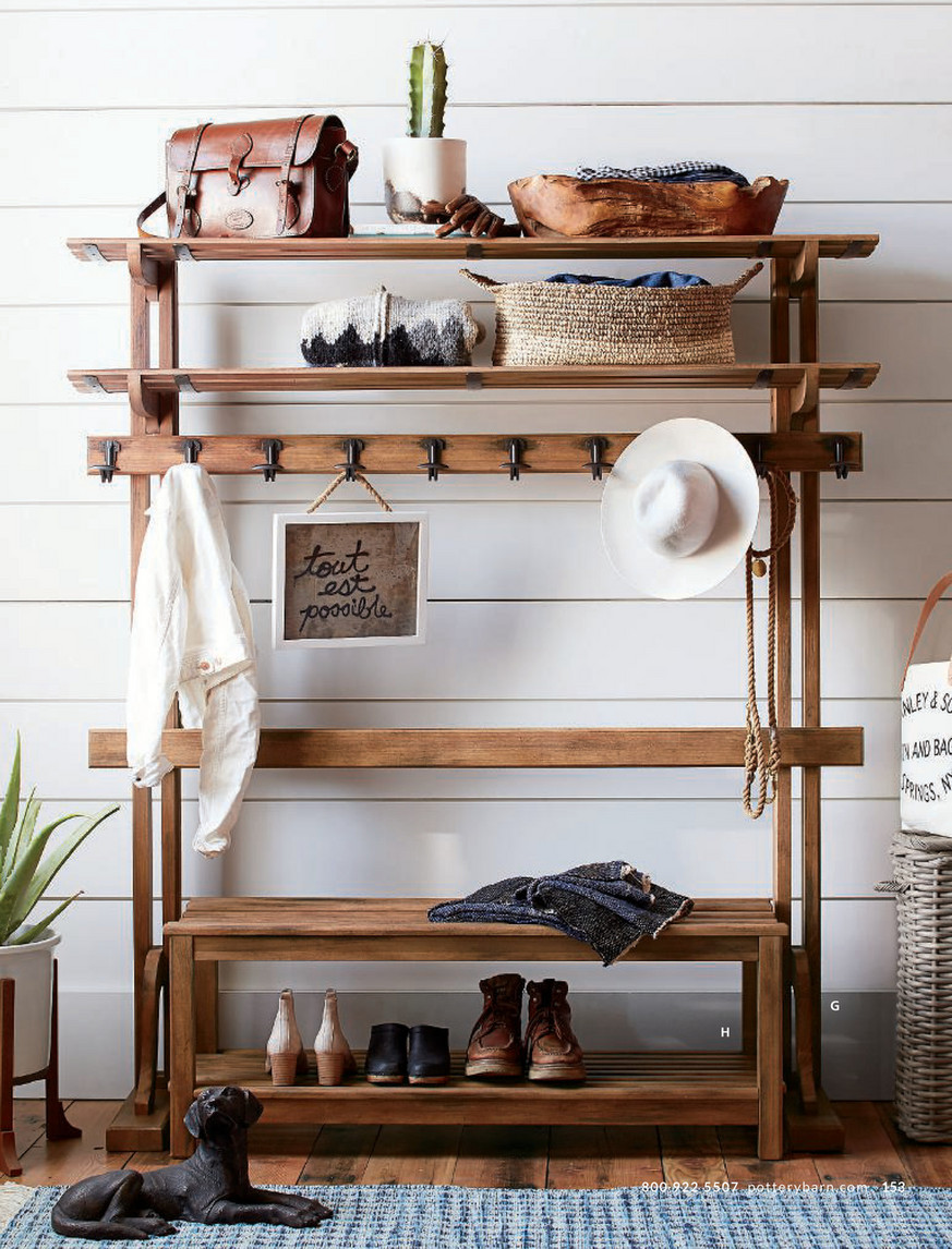 Lucy Mango Wood Shoe Rack with Bench