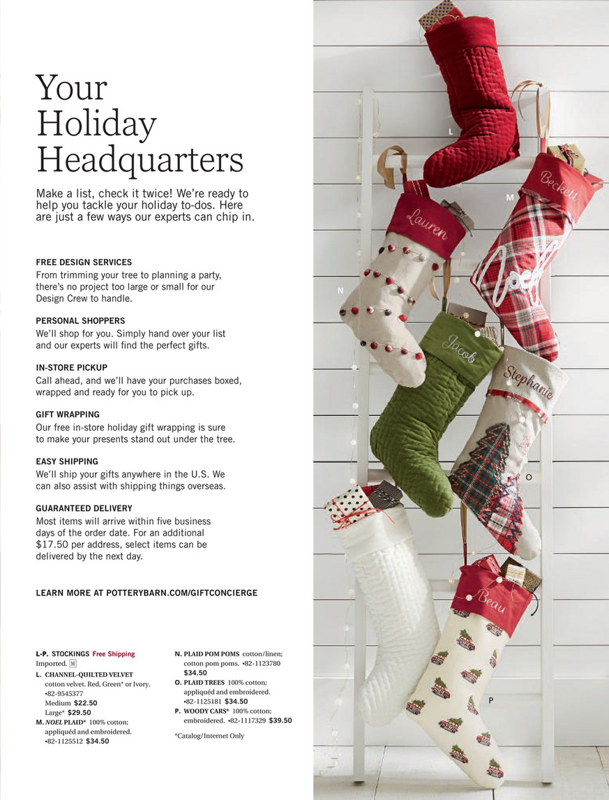 Pottery Barn Holiday 2017 D1 Plaid Nostalgic Stockings Plaid