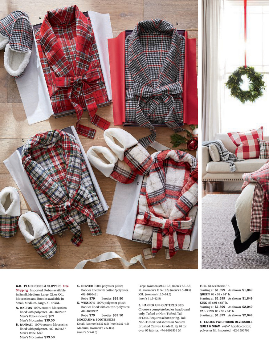 Pottery Barn Holiday 2017 D2 Randall Plaid Moccasins Xxl Gray