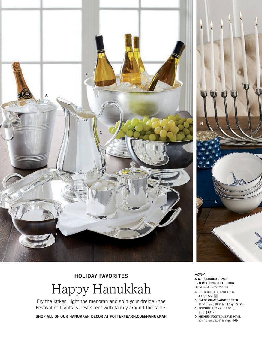 Pottery Barn Holiday 2017 D3 Rachel Menorah Silver