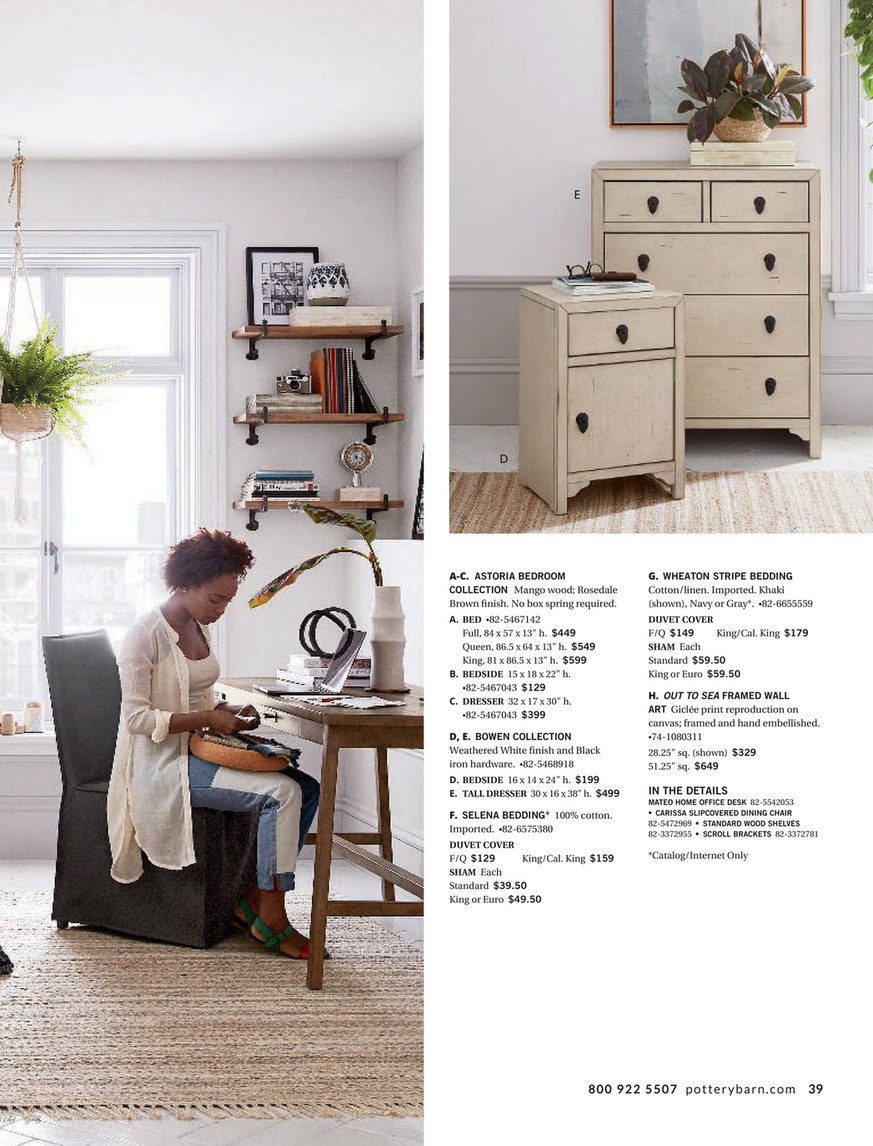 Pottery Barn Spring 2018 D1 Astoria 3 Drawer Nightstand