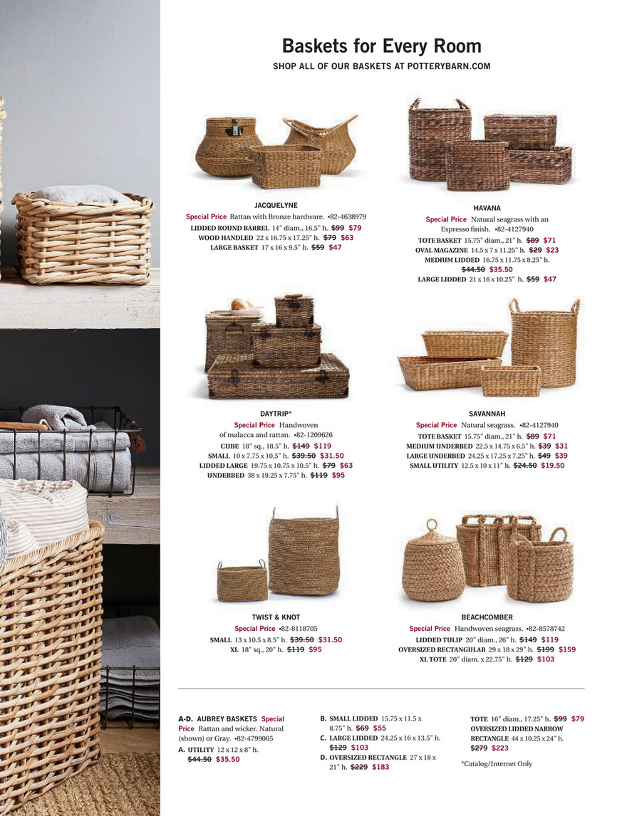 Pottery Barn Winter 2018 D2 Aubrey Woven Lidded Baskets Large