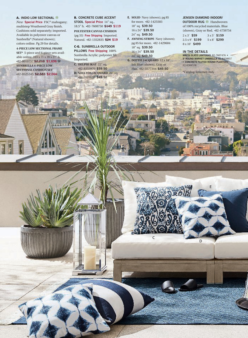 outdoor 6 piece sectional red on Pottery Barn Outdoor 2018 D2 Page 28 29