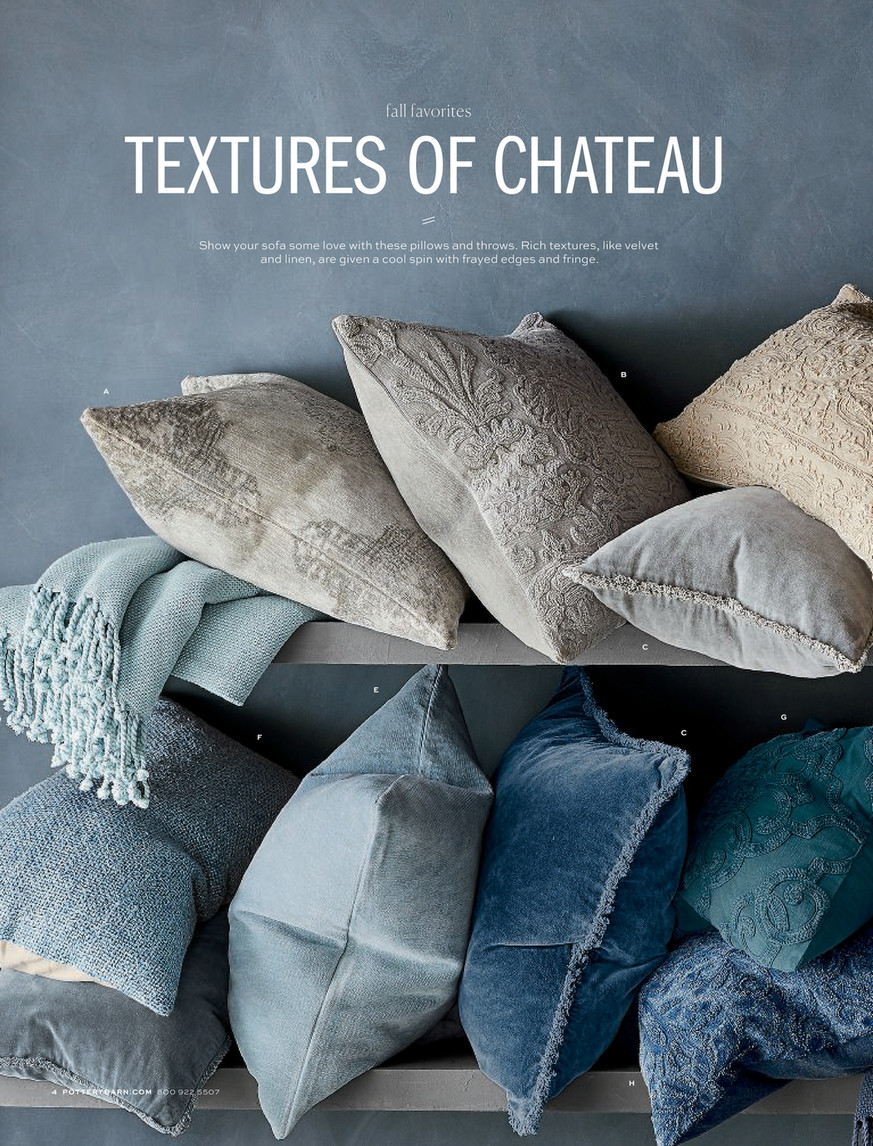 blue chenille pillow