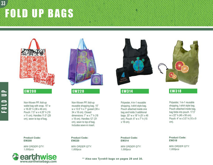 Earthwisebags Earthwise Bags Catalog Page 34 35 Created 33 Fold Up Fol D U P Ba Gs Ew2 00 Ew 220 3 14 Ew318 Non