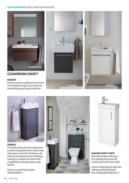 Heat Merchants Tubs Tiles Plumbing Brochure 2018 Page 18 19 Contemporary Space Saving Bathrooms Durastyle Cloakroom Vanity Duravit Compact Furniture Washbasins From With Invaluable Storage