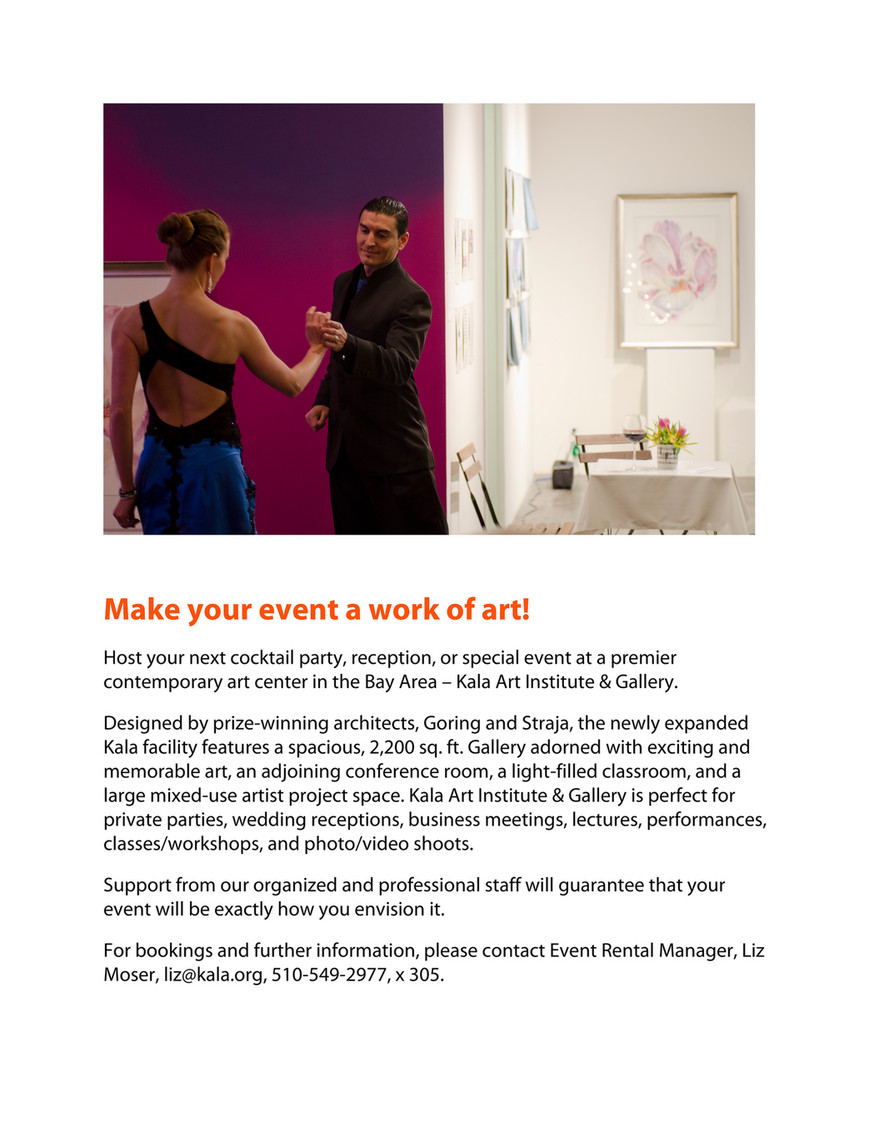 Kala Art Institute Kala Space Event Rental Program Page 1