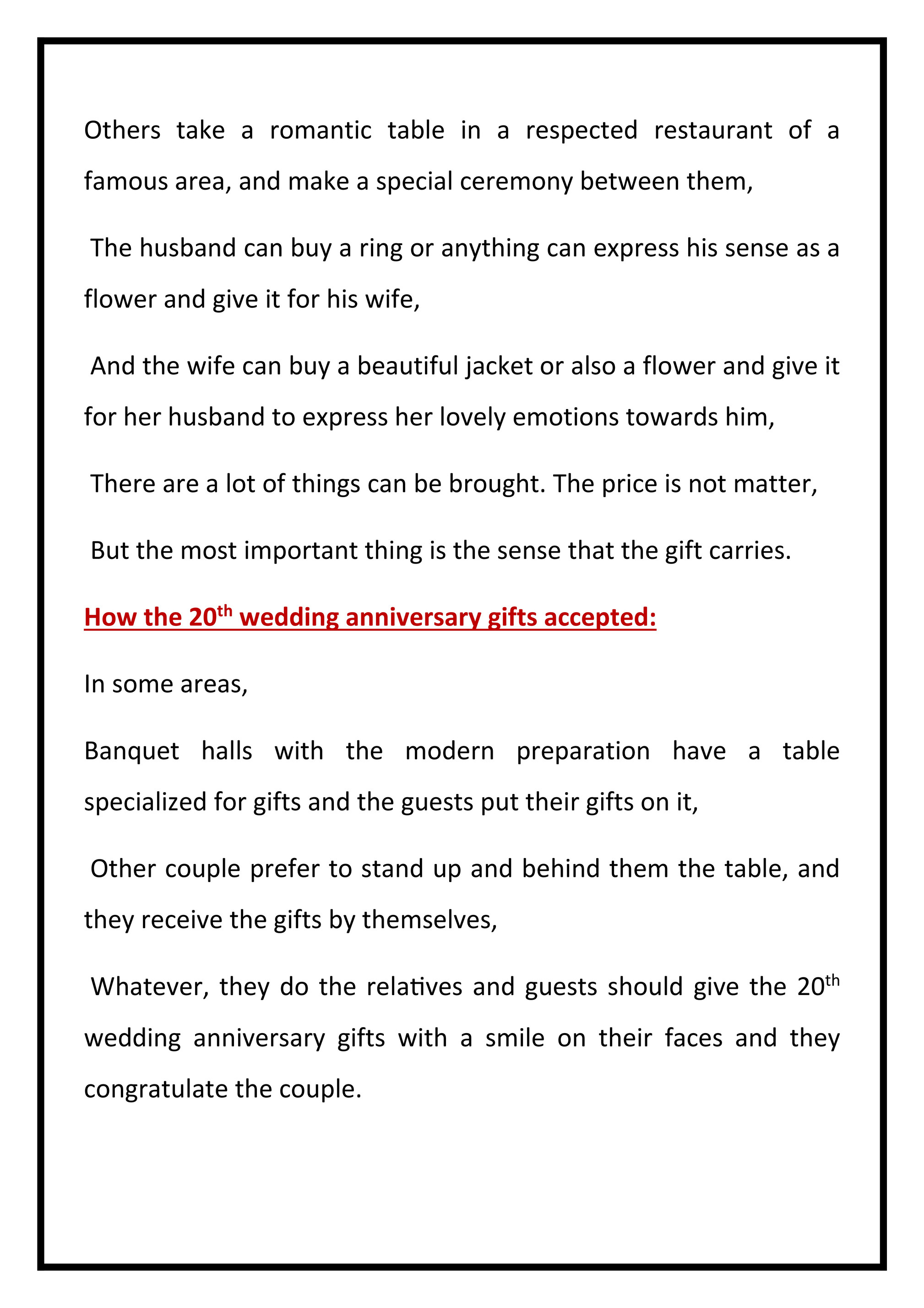 what to give your wife for 20th wedding anniversary