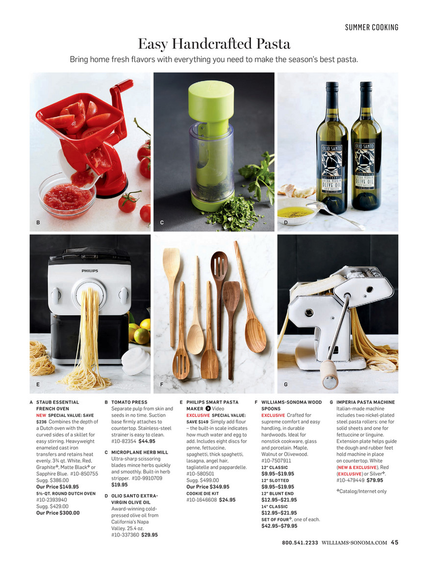 Williams-Sonoma - Fall 4 Catalog - Philips Smart Pasta Maker