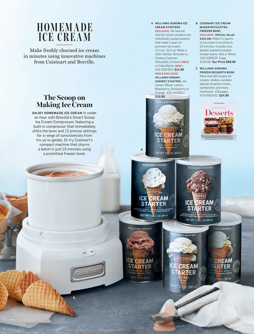 Williams Sonoma Summer 2016 Catalog Williams Sonoma Open Kitchen Ice Cream Maker 2 Qt