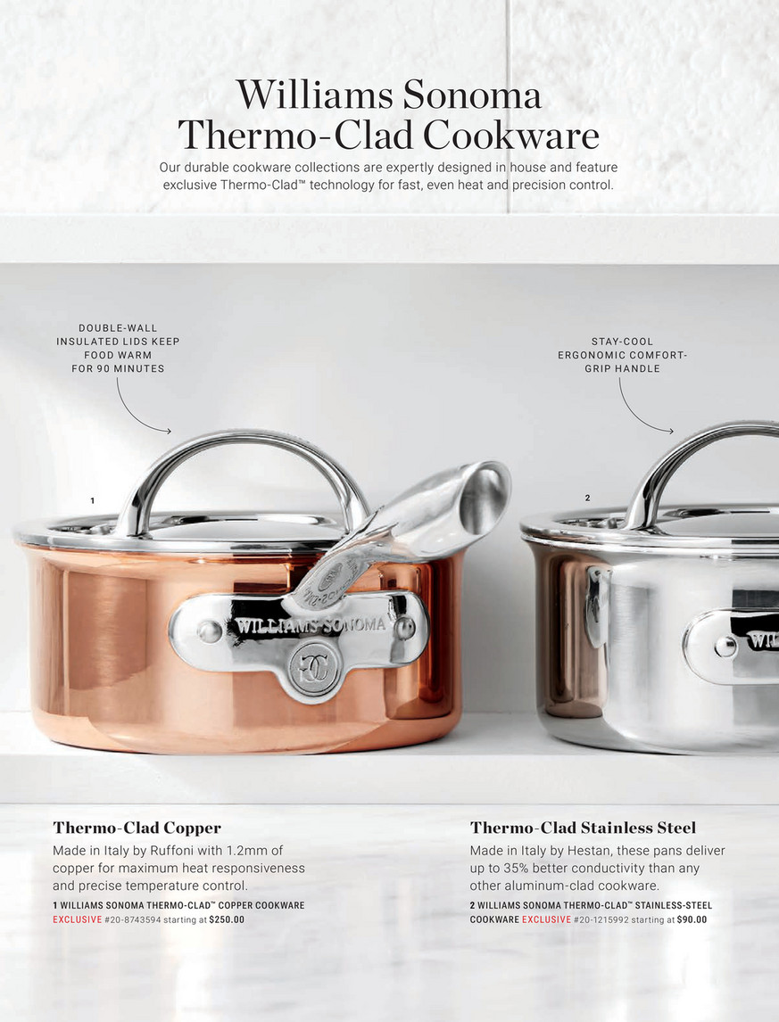 Williams Sonoma Thermo-Clad Stainless-Steel Sauce Pan Set of 2