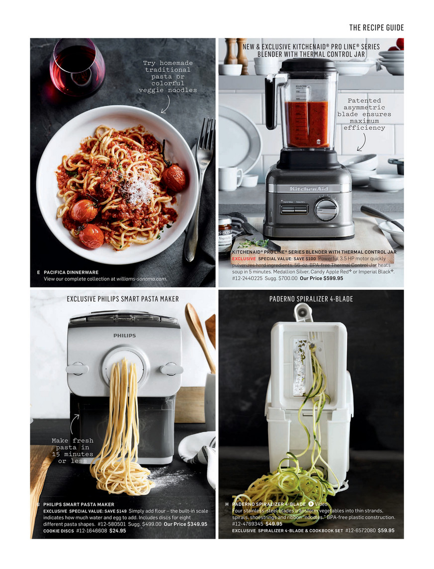 Williams-Sonoma - October 2016 Catalog - Philips Smart Pasta Maker