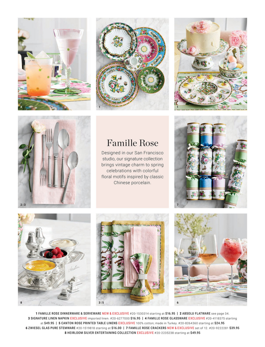 Williams-Sonoma - Spring 2025 - Canton Rose Floral Napkins, Set of 4