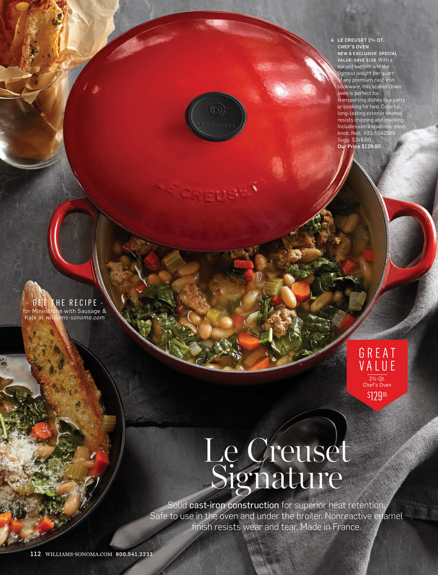 Williams-Sonoma - December 2016 Catalog - Le Creuset Signature Enameled Cast  Iron Deep Skillet, 12, Red