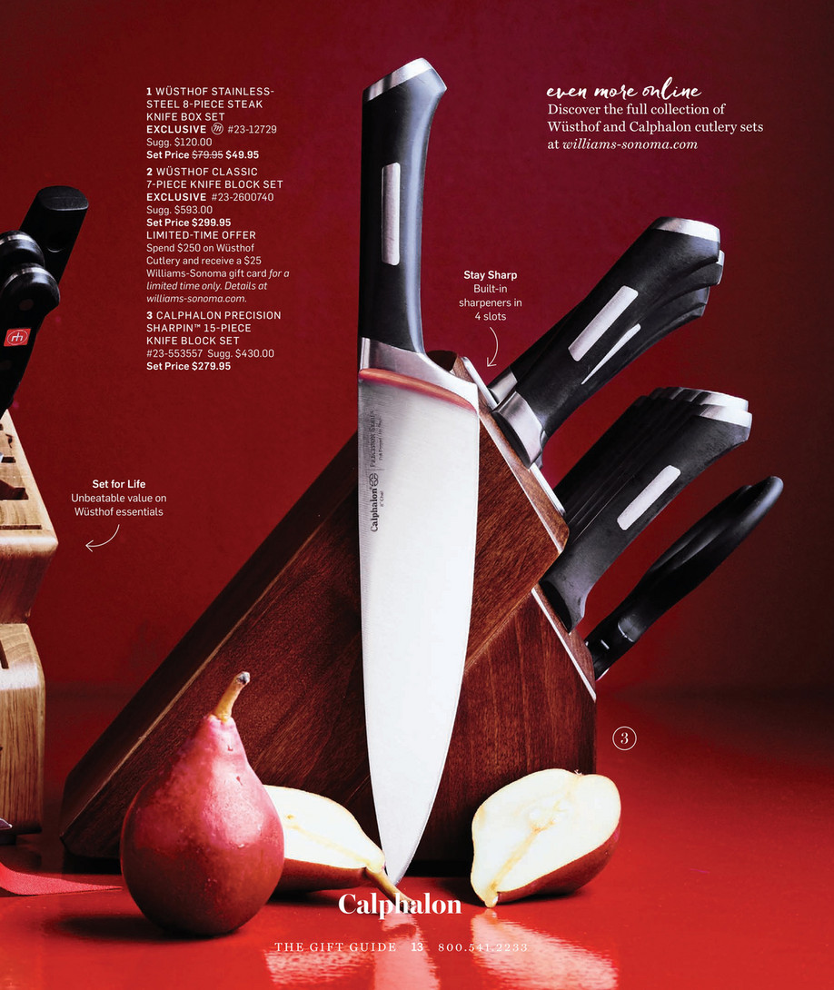 Williams Sonoma Calphalon Classic SharpIN Stainless-Steel Knives, Set of 15