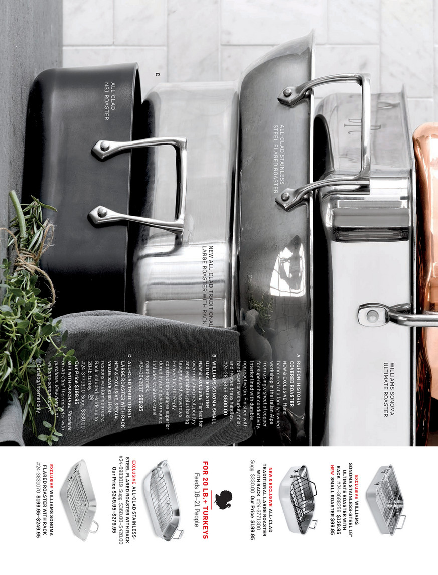 Williams-Sonoma - October 2016 Catalog - All-Clad d3 Stainless-Steel Flared  Roasting Pan with Rack, Large