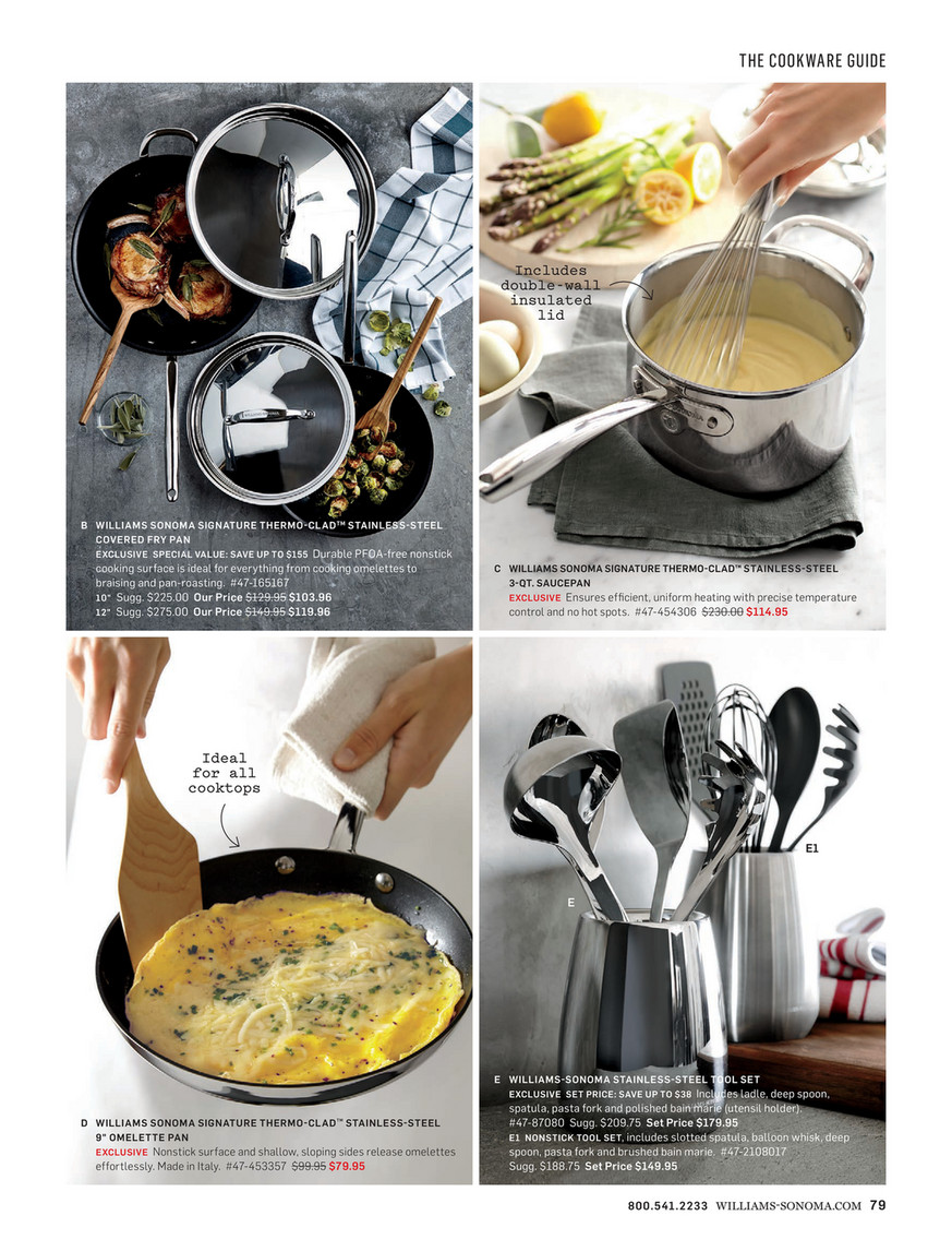 Williams Sonoma Thermo-Clad™ Stainless-Steel Nonstick Omelette Pan, 9