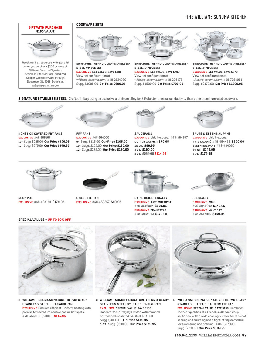 Williams-Sonoma - Summer 1 2018 - Williams Sonoma Thermo-Clad(TM