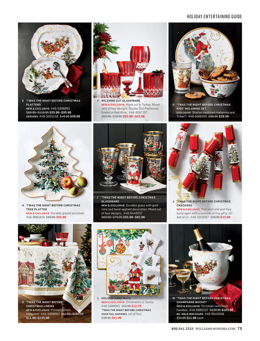 Williams-Sonoma - Holiday Time For Sharing 2018 - Twas the Night Cookies  for Santa Platter