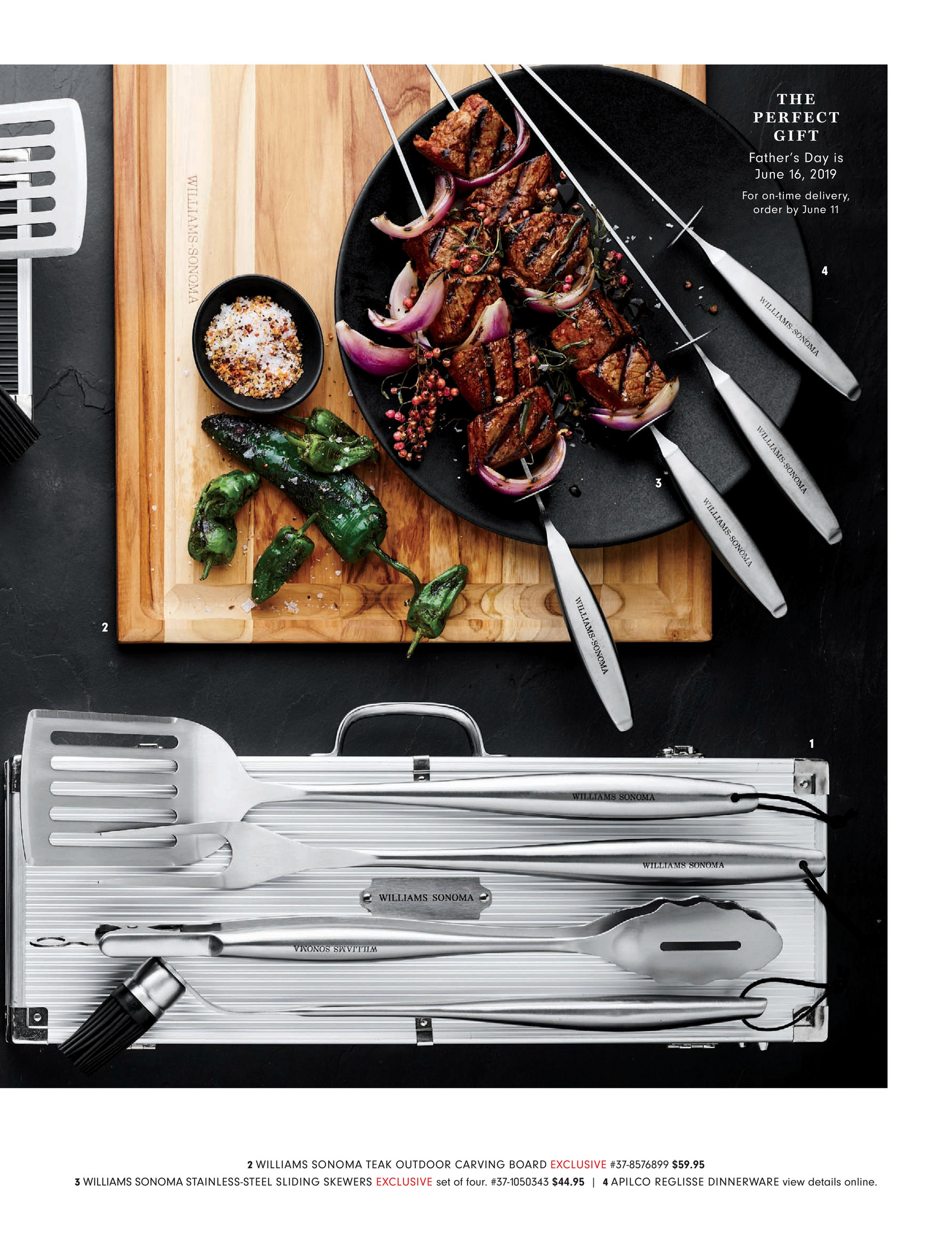 Williams Sonoma Stainless-Steel Handled 4-Piece BBQ Tool Set with