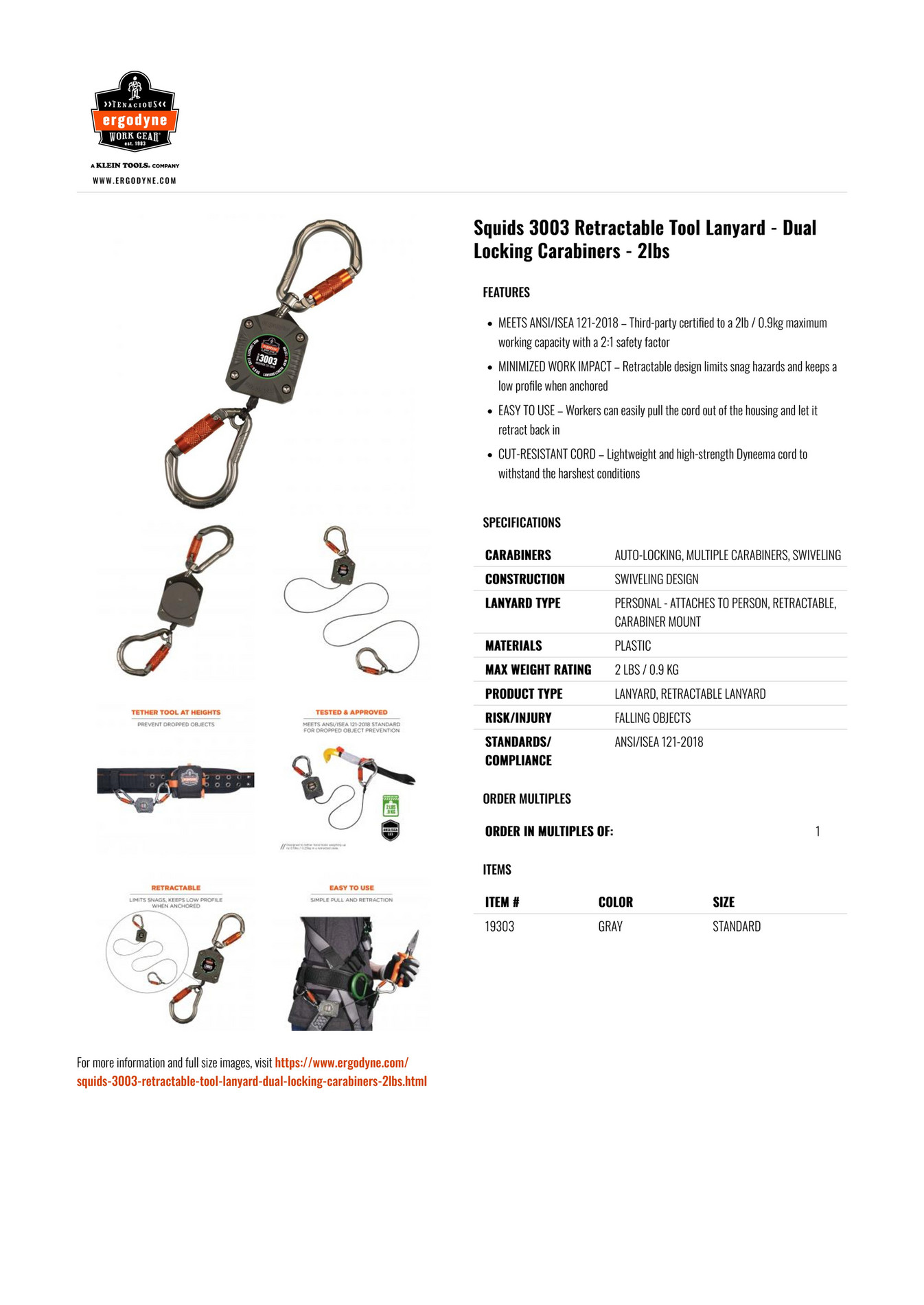 TechNiche Trading LLC - Squids 3003 Retractable Tool Lanyard - Dual ...