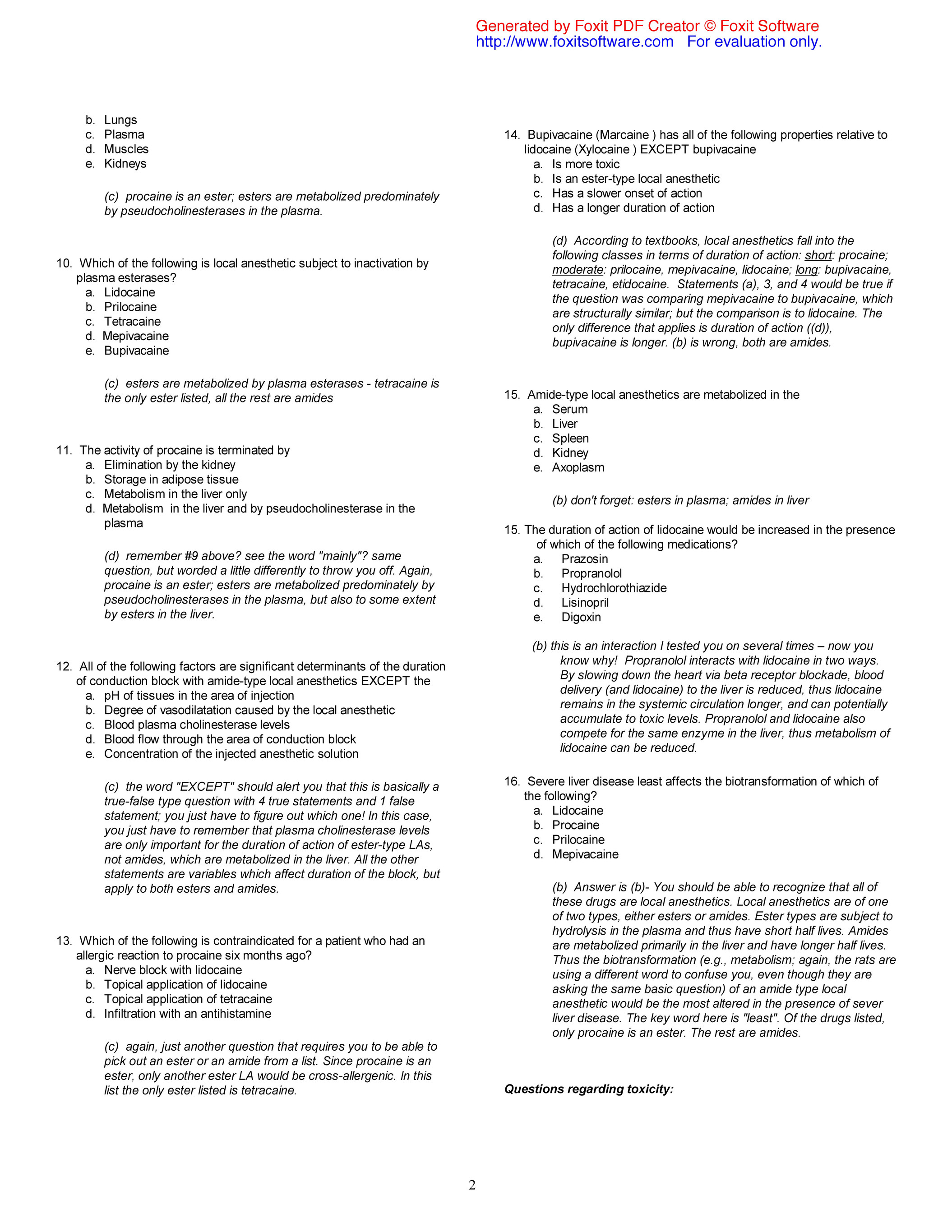 list of amide and ester local anesthetics