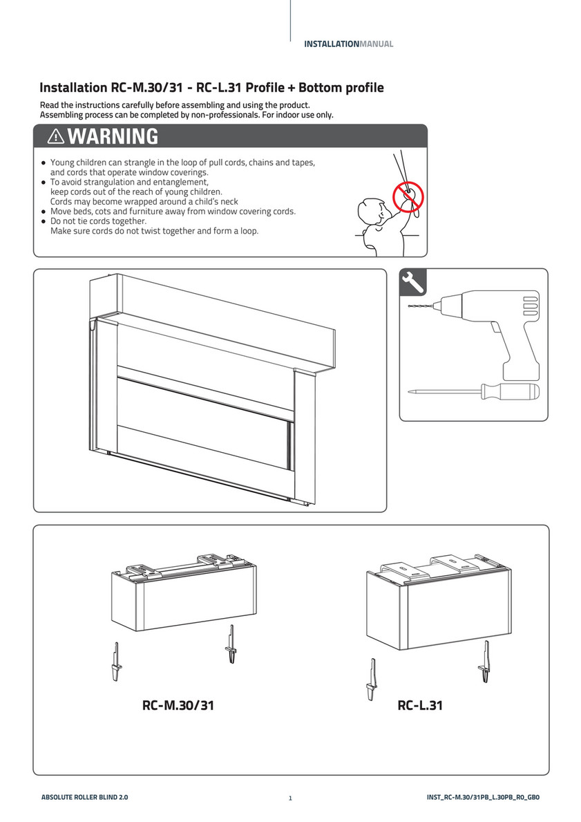 Coulisse Manual Installation Roller M 30 31 L Bottom Profile Coulisse Manual Installation Roller M