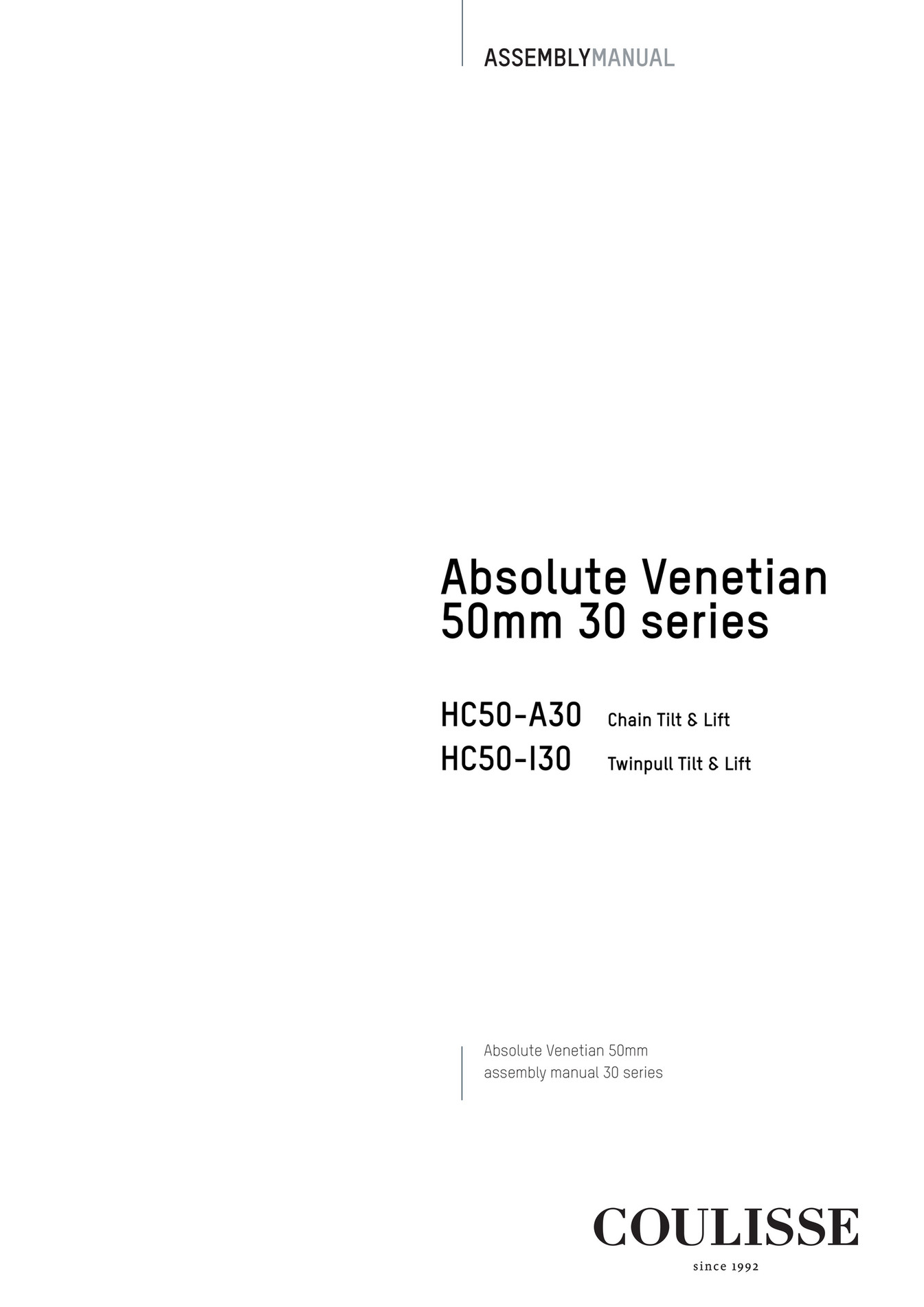 Coulisse Manual Assembly Absolute HC50 30 series EN Page 1