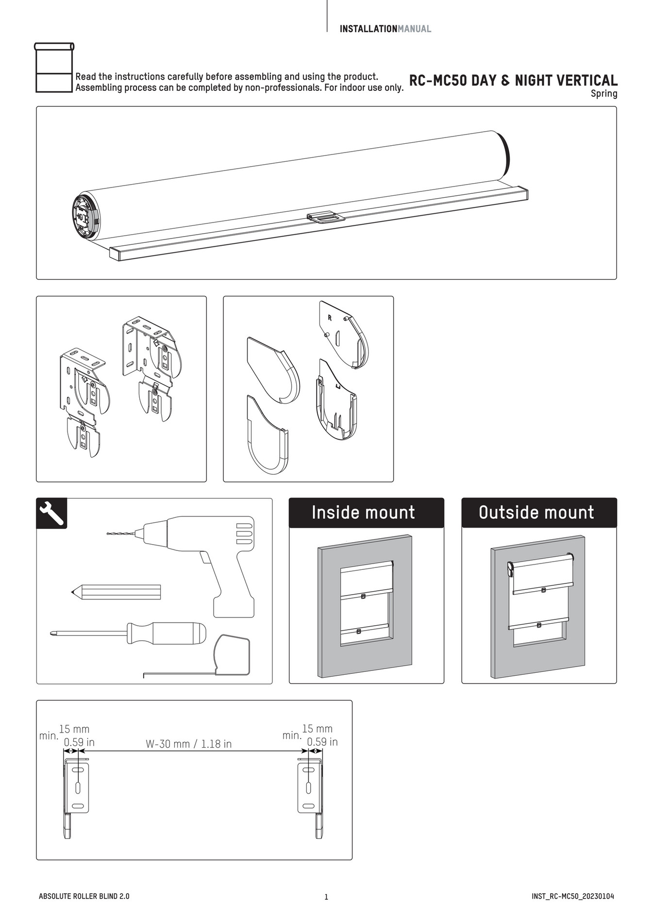 Coulisse Manual Installation Roller MC50 EN Page 1