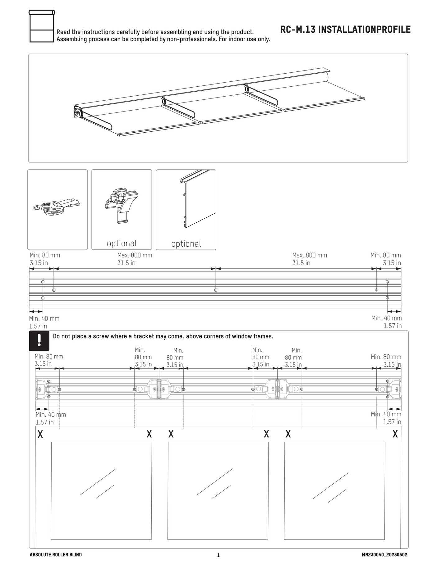 Coulisse Manual Installation Roller M.13 EN Page 1