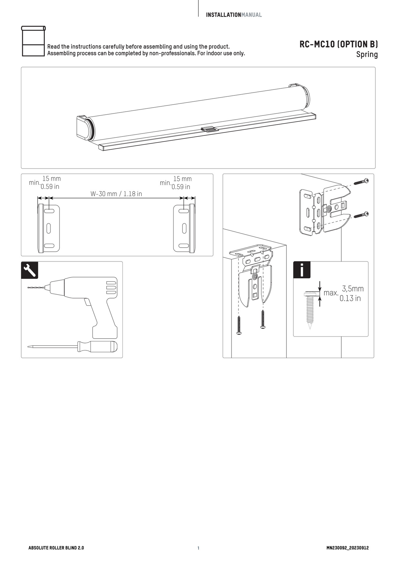 Coulisse Manual_Installation_Roller_MC10(optionB)_EN Page 1