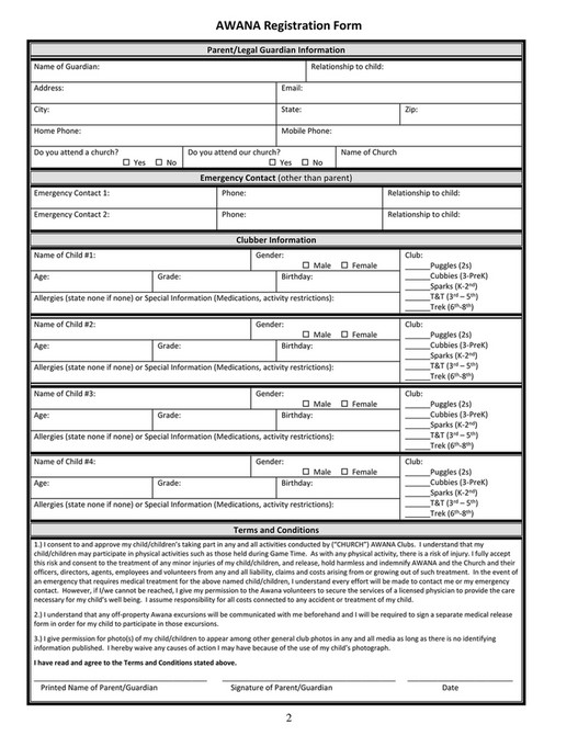 Graefenburg Baptist Church - Awana Information and Registration Forms ...