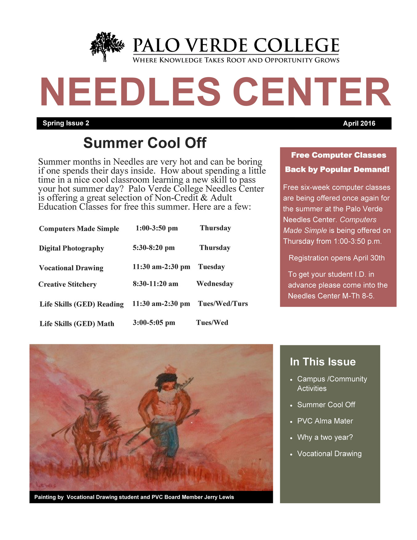 Palo Verde College April Newsletter 2016 Page 1 Created with