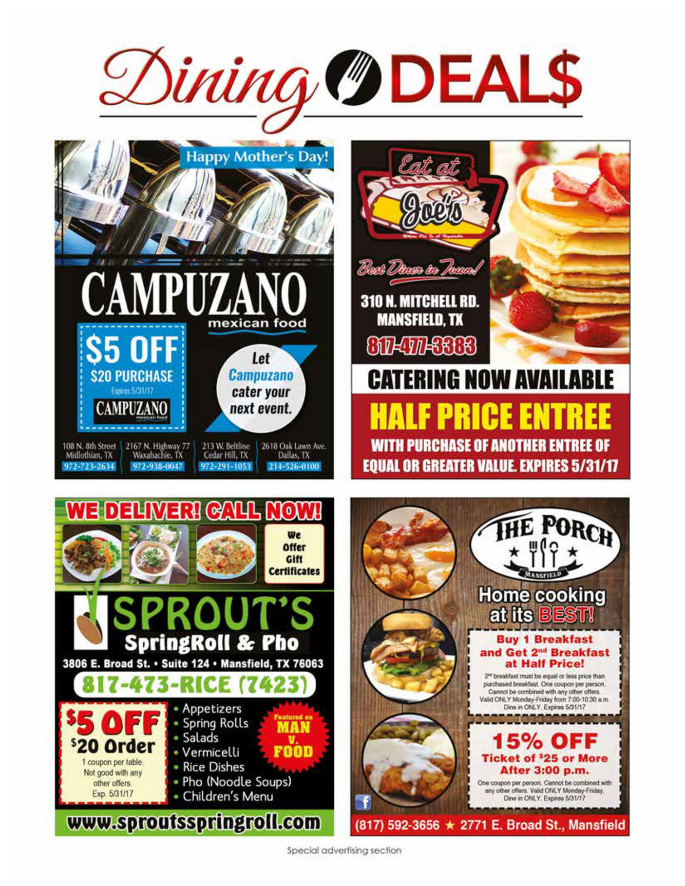Now Magazines - Dining Guide May 2017 Mansfield Page 1 - Page 1