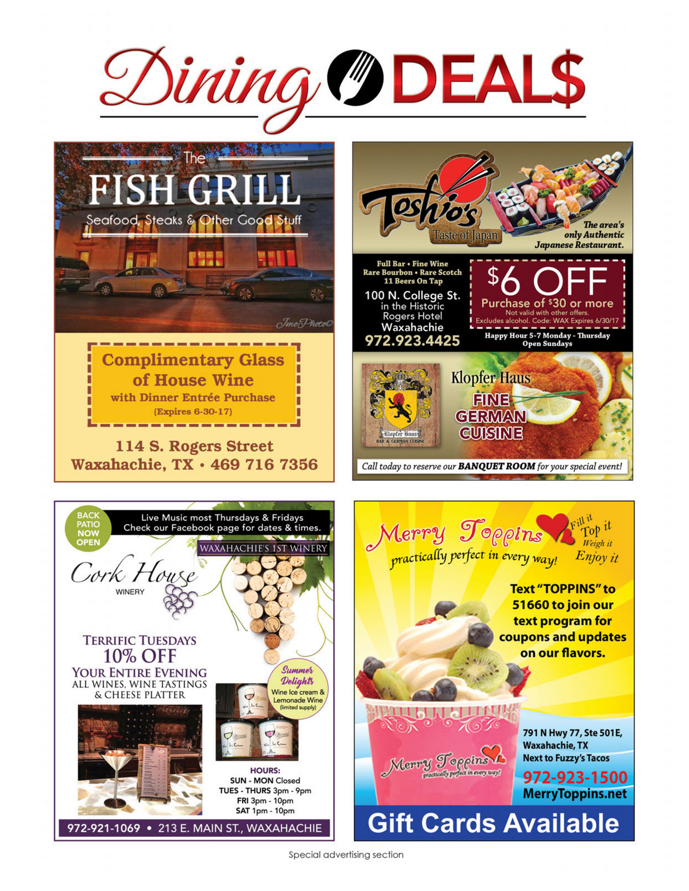 Now Magazines - Dining Guide June 2017 Waxahachie - Page 1