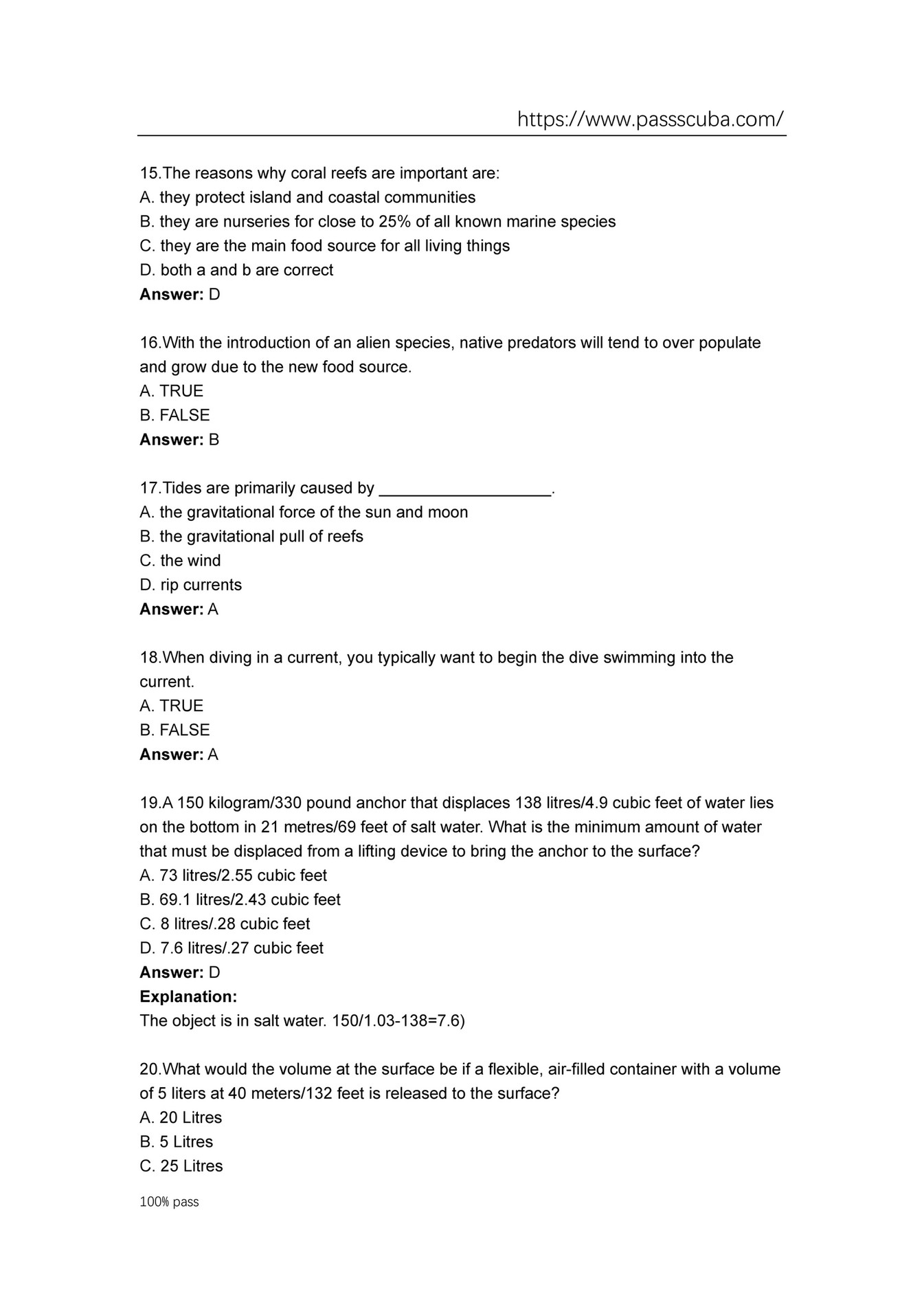My Publications Free Padi Divemaster Exam Questions And Answers Page 1 Created With Publitas Com