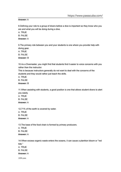 My Publications Free Padi Divemaster Exam Questions And Answers Page 1 Created With Publitas Com